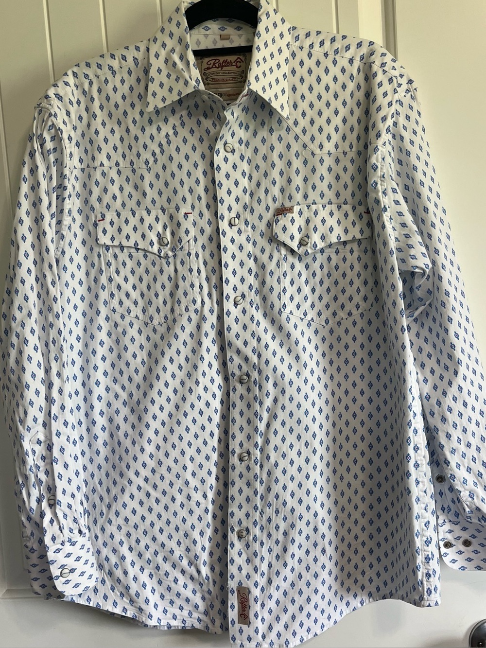 Rafter C Pearl Snap Western Shirt Large Cavendars Rodeo Cowboy Pro Flex 45 Aztec